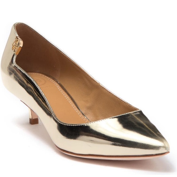 NIB/NWT Tory Burch Mirror Metallic Elizabeth 40mm Kitten Heel Pump size 5 - Picture 3 of 7